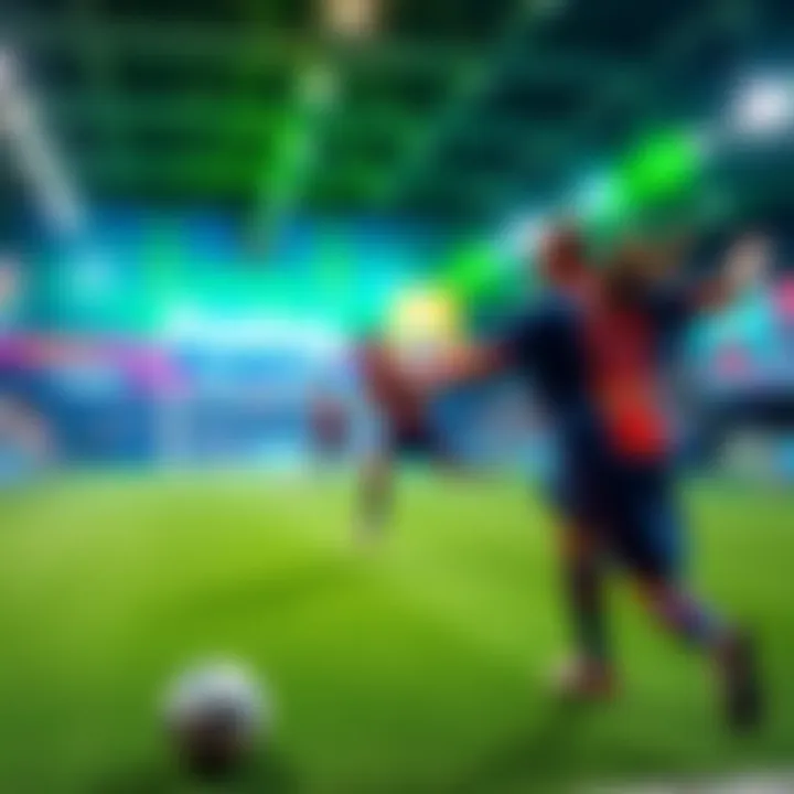 Players enjoying a lively indoor soccer game in Footsy, with vibrant graphics and a virtual field