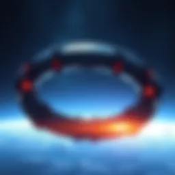 Forerunner Halo Ring A Forerunner Halo ring hovering in space, surrounded by stars, representing advanced technology and strategy against the Flood.