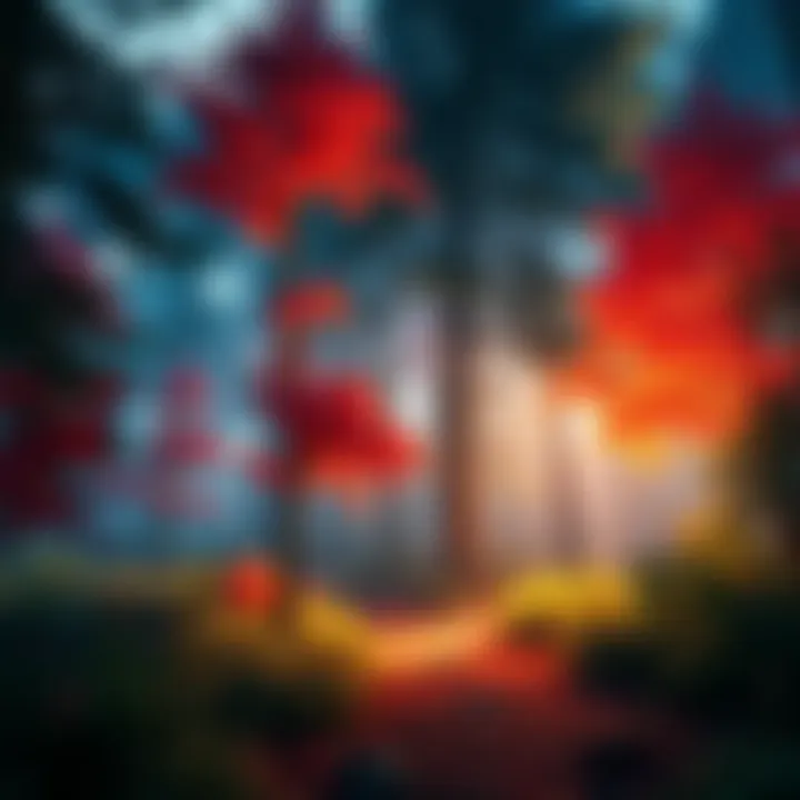 Forest Game Scene A peaceful forest setting with vibrant trees and wildlife, representing the beauty of forest-themed video games.