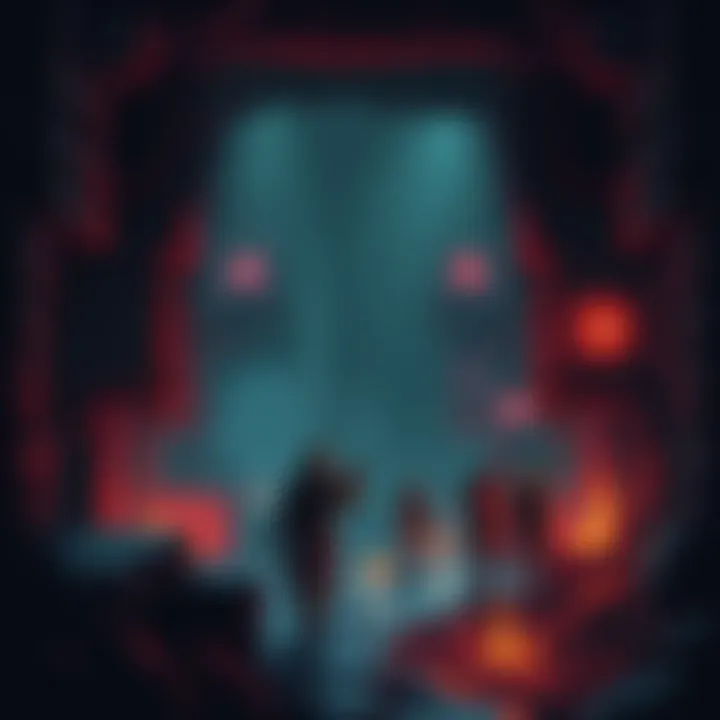 Forgotten 90s Dungeon Crawler A group of characters exploring a dark, grid-based dungeon with retro graphics and a sense of adventure.