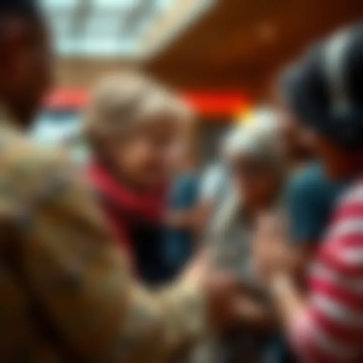 A former First Lady interacting with a group of people in a community setting, showing warmth and connection.