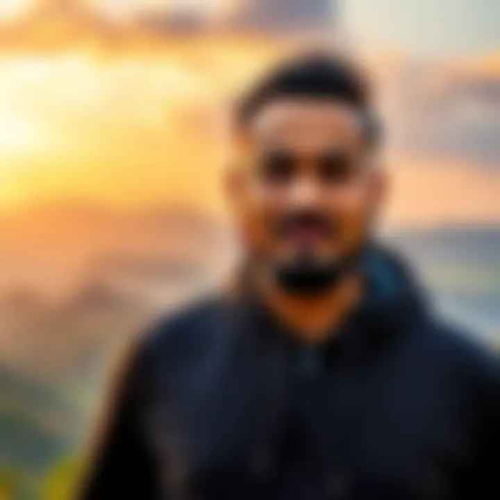 Forsen in front of Ugandan scenery A popular streamer, Forsen, standing in front of picturesque Ugandan landscapes with mountains and green hills in the background
