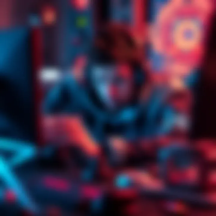 Forsen Focused on Hoi 4 Challenge Forsen intensely playing Hoi 4, surrounded by gaming setup, aiming to break a record on Day 94.