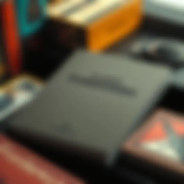 A close-up of a rare Forspoken artbook resting among other collectibles, showcasing its unique cover design.
