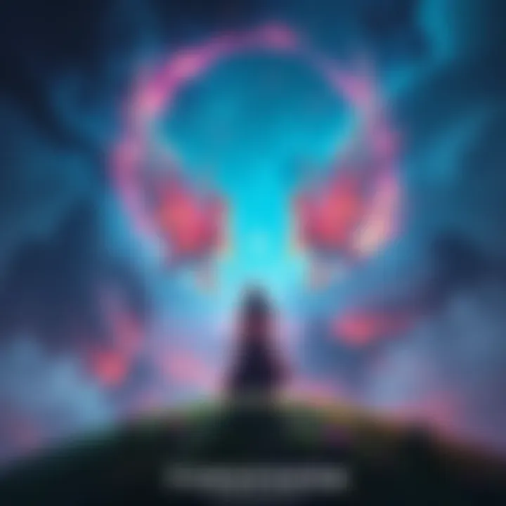 A digital artwork showing a character from Forspoken standing in a mystical landscape, with vibrant colors and magical elements surrounding them.