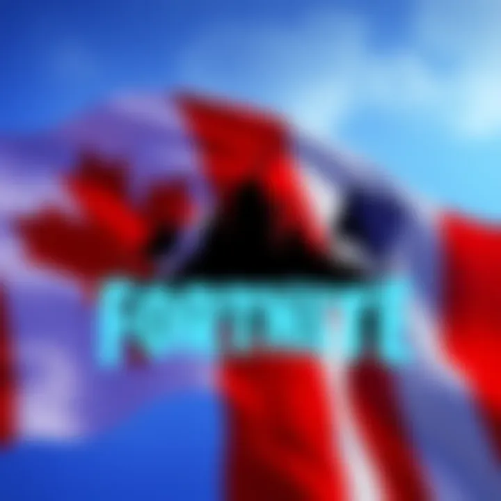 Fortnite Logo with Canada and US Flags Fortnite logo displayed with Canadian and U.S. flags in the background, representing the game's potential availability in both countries.