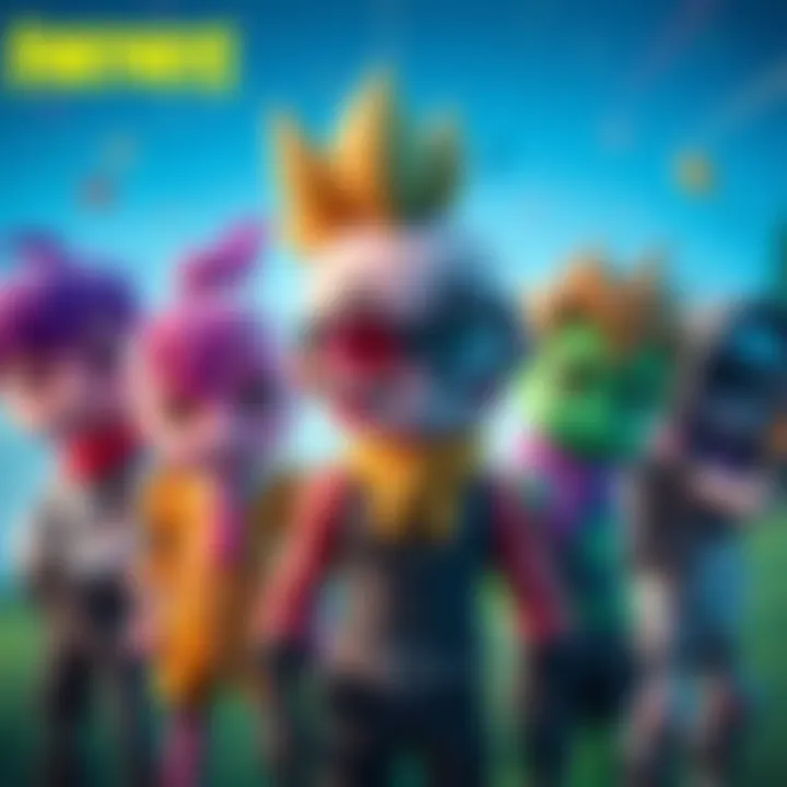 Fortnite characters featuring designs inspired by The Amazing World of Gumball, with vibrant colors and playful themes