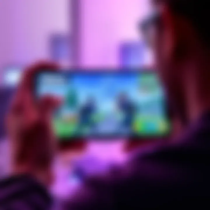 A person playing Fortnite on an iPhone 11 showing performance lag on screen