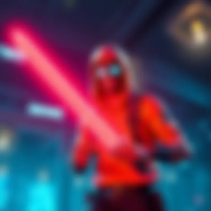 A Fortnite fan holding a lightsaber as a pickaxe, expressing excitement for a new item in the game.