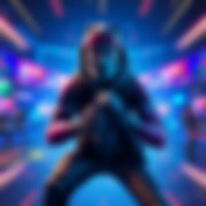 Fortnite 1v1 Challenge with Ssundee A gamer in a Fortnite battle stance, preparing for a showdown with Ssundee, featuring colorful game graphics in the background.