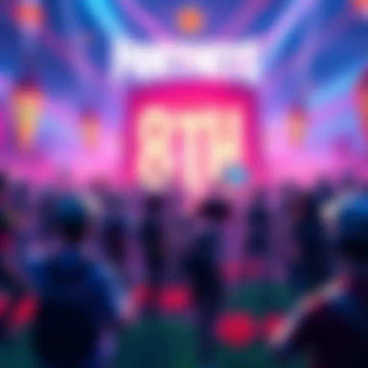 A vibrant Fortnite scene with players enjoying special anniversary events and activities