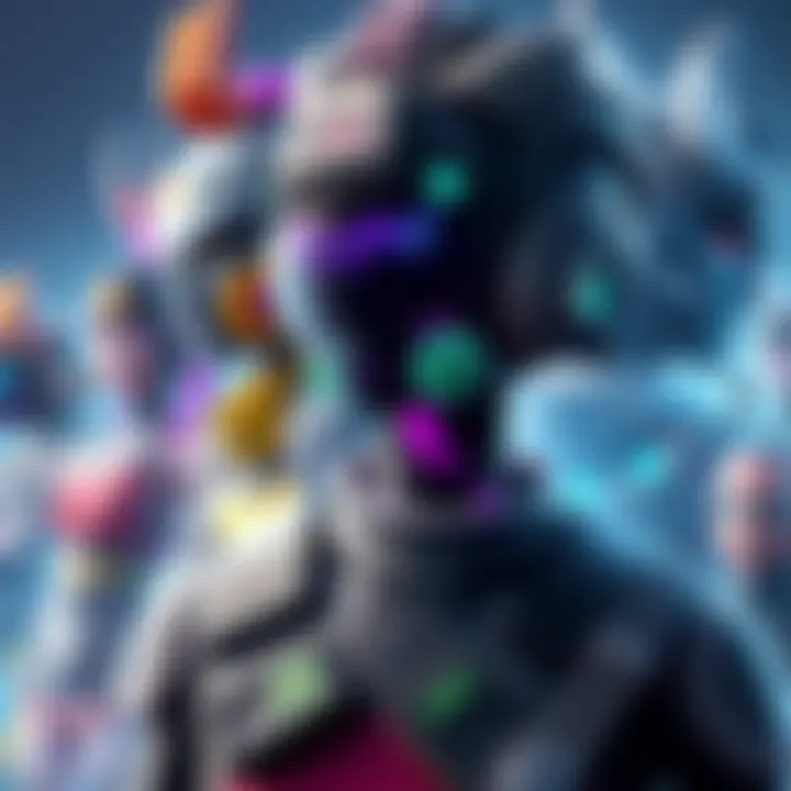 Fortnite AI Generated Skins A collage of Fortnite characters showcasing unique AI-generated designs, highlighting vibrant colors and imaginative styles under threat of removal.