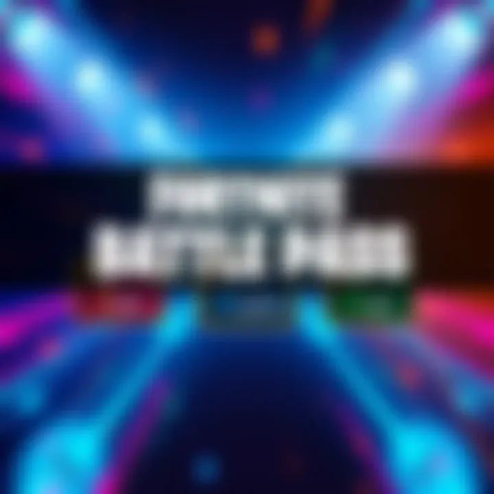 A colorful graphic showing the different Battle Pass options in Fortnite, including the regular Battle Pass, Music Pass, and LEGO Pass with icons representing each one.