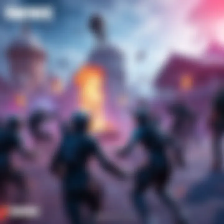 A chaotic Fortnite scene showing automated players battling real players, illustrating the impact of bots on the game experience.