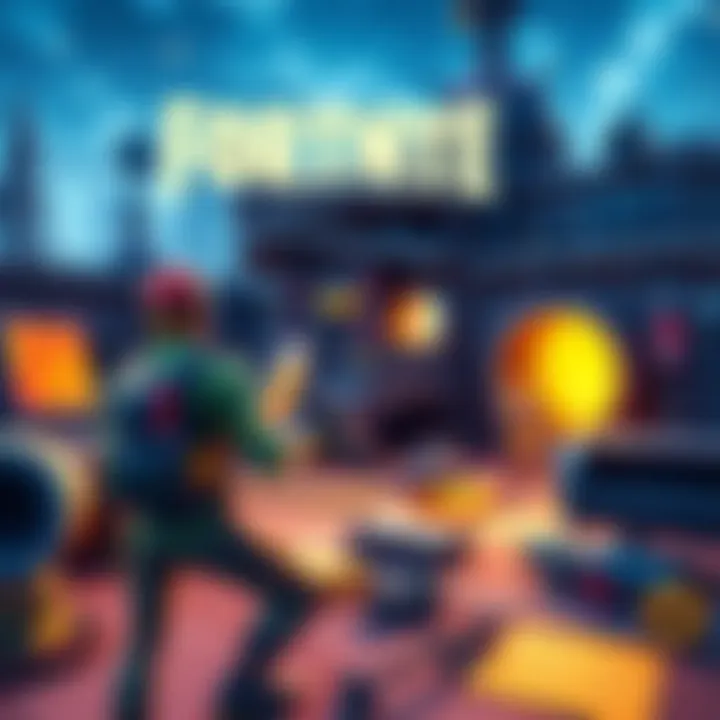 Fortnite Building Practice A player practicing building in Fortnite, surrounded by structures and in-game items, focused on improving skills.