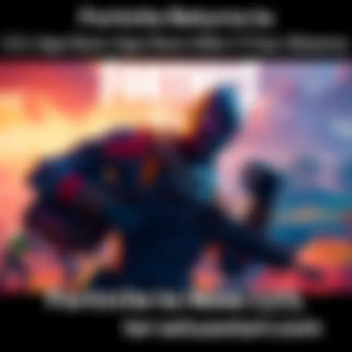 Fortnite Game Character in Action A Fortnite character in a dynamic pose, ready for battle with vibrant landscape in the background.