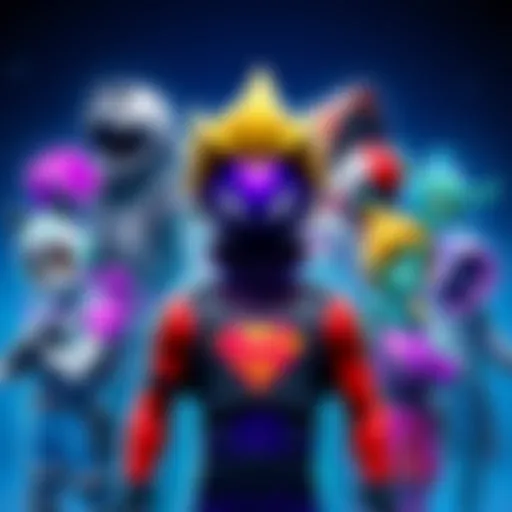 Various official Fortnite character sprites showcasing different designs and colors