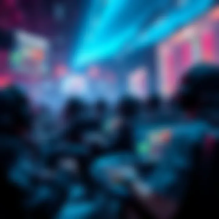 A Fortnite tournament scene showing players using aimbots and wall hacks, with a tense atmosphere and digital screens displaying game stats.