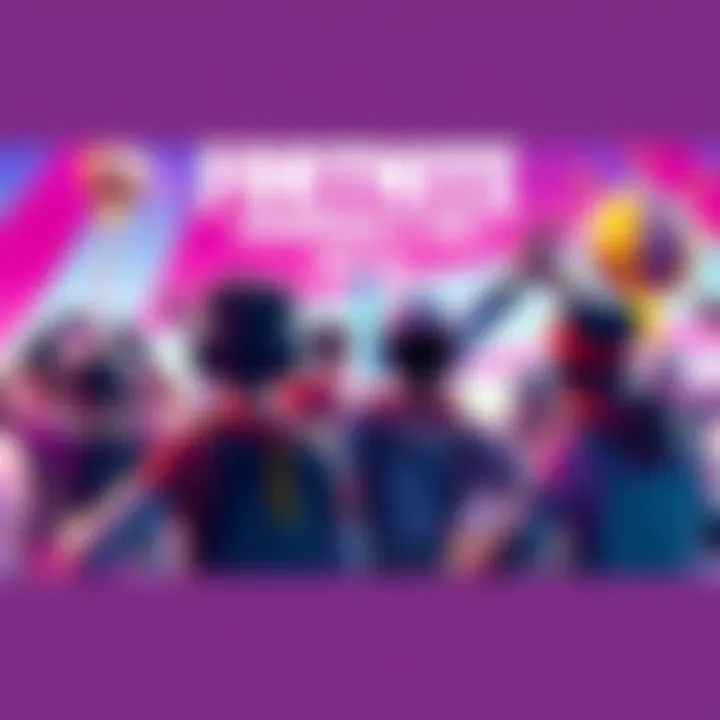 Players celebrating Fortnite Community Day with the Community 'Brella and Indigo Kuno character in the background