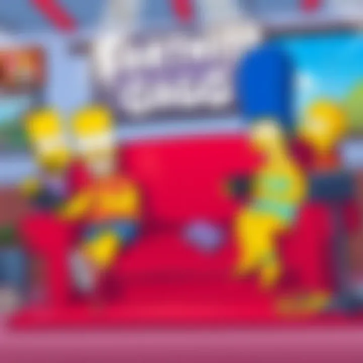 Fortnite Couch Gag in The Simpsons The Simpsons characters enjoying a Fortnite-themed couch gag with colorful graphics and gaming action.