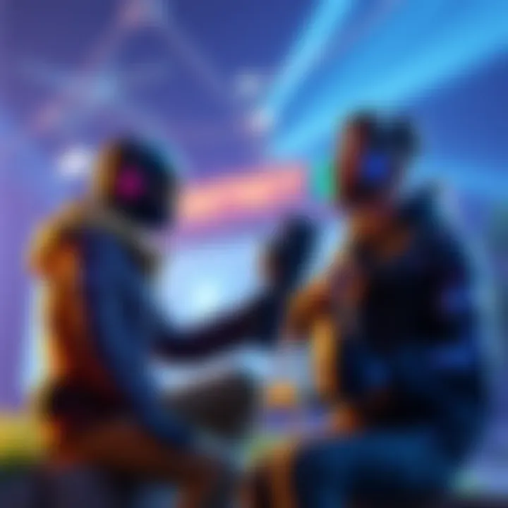 Two gamers playing Fortnite together, looking for a duo partner for zero build and party games.