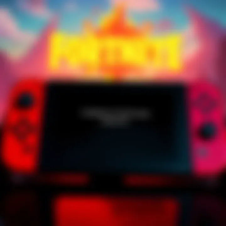 A Nintendo Switch displaying an error message on the Fortnite title screen, indicating a loading issue with the game.