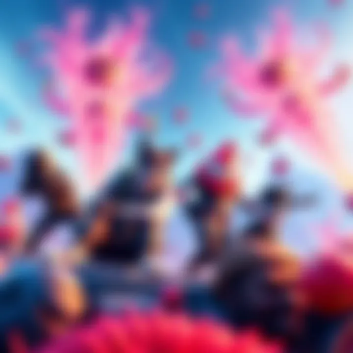 Fortnite and Fall Guys Crossover A colorful scene featuring characters from Fortnite and Fall Guys engaging in themed challenges together.