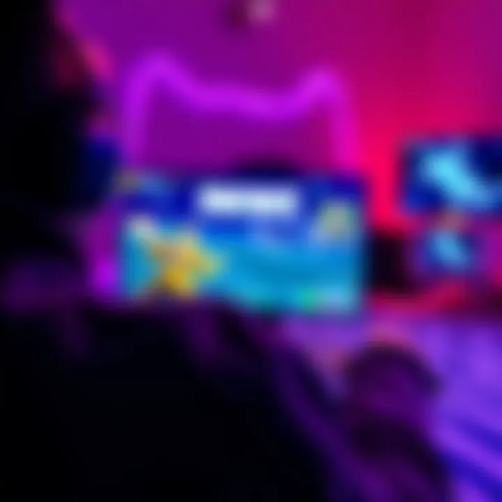 Fortnite gameplay freeze A player experiencing freezing issues while playing Fortnite on a console, showing the game's screen stuck