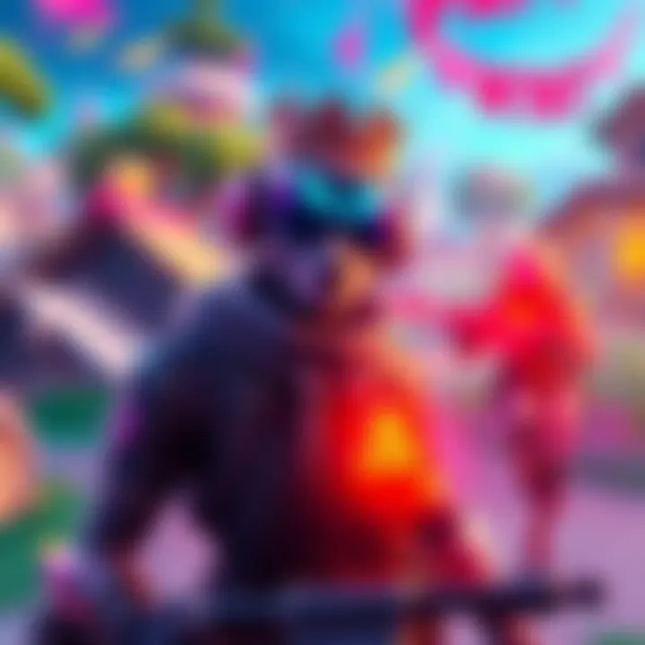 Fortnite gameplay with bots A Fortnite player in a colorful environment with bots in a non-ranked match, showcasing crowns and the action of the game