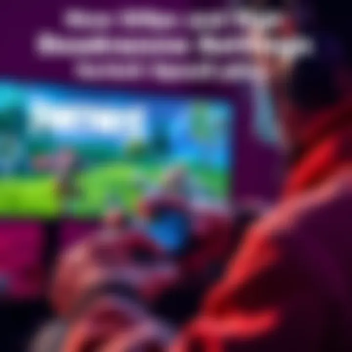 A gamer focused on playing Fortnite, adjusting sensitivity settings on a controller, with a screen showing gameplay at 60fps.