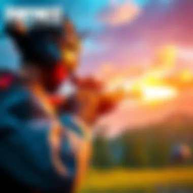 A Fortnite player aiming with a hunting rifle in a battle royale setting, showing competitive gameplay.
