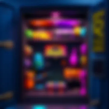 A colorful Fortnite locker mockup displaying various character skins and items created by a fan.