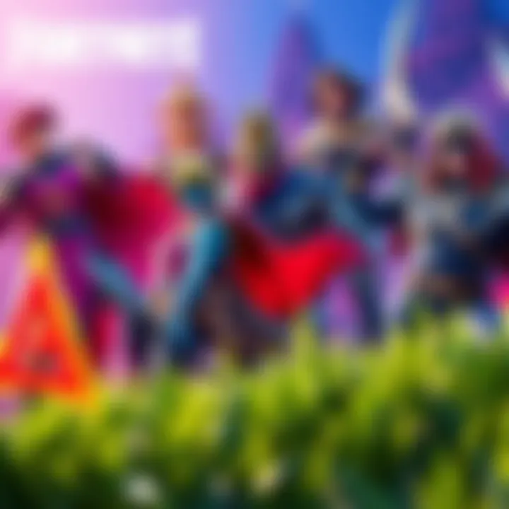 A colorful scene showcasing characters from Fortnite and Masters of the Universe together, highlighting their unique styles and abilities.