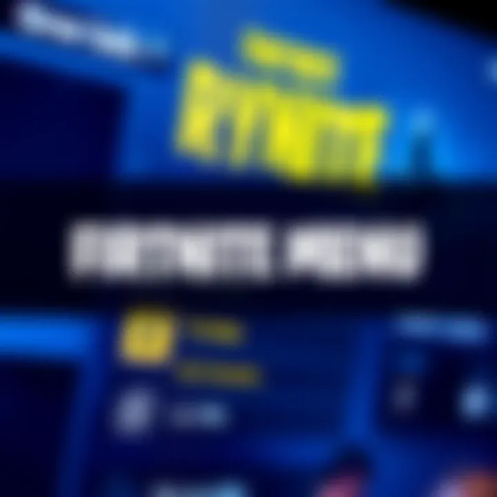 A close-up of a Fortnite menu screen showing options and a background image from the game.
