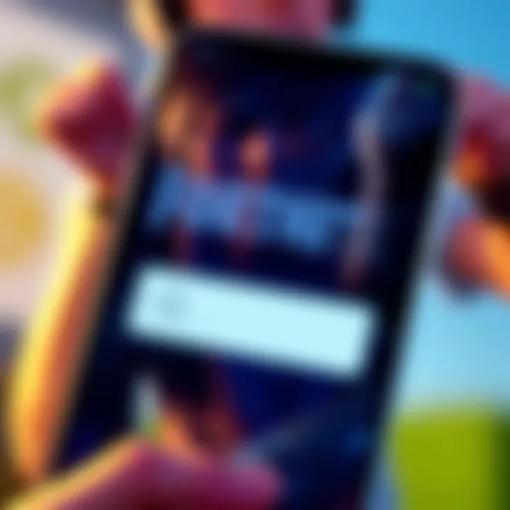 Fortnite Mobile logout issue A close-up of a Fortnite Mobile screen showing a missing logout button, with a frustrated player in the background.