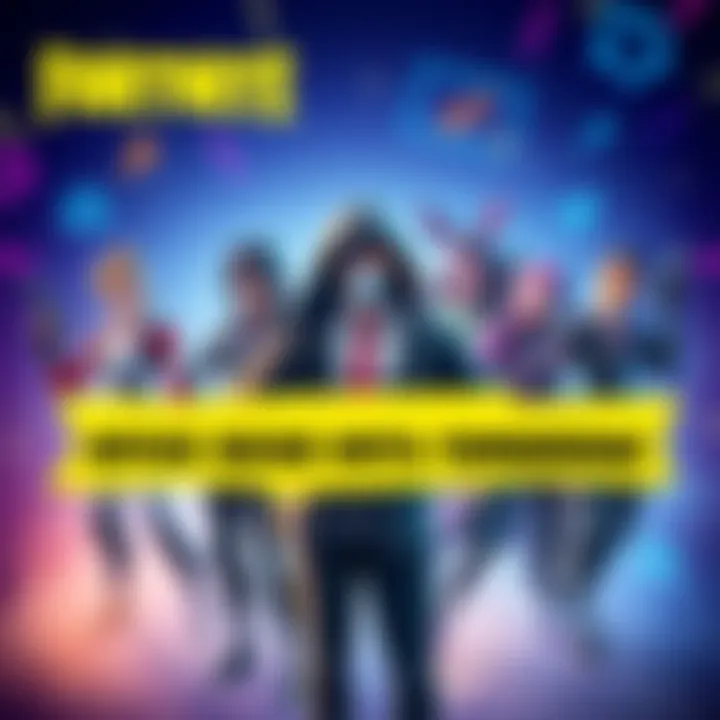 A graphic showing Fortnite characters with a banner stating The Office skins delayed until tomorrow, with colorful game-themed backgrounds.