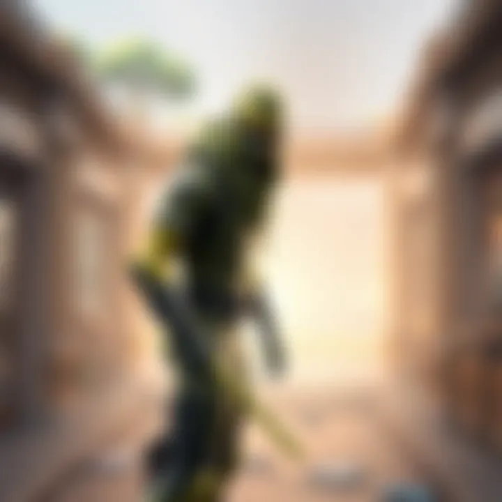 A Fortnite character with green limbs and an olive-themed design, showcasing a unique look in a virtual environment