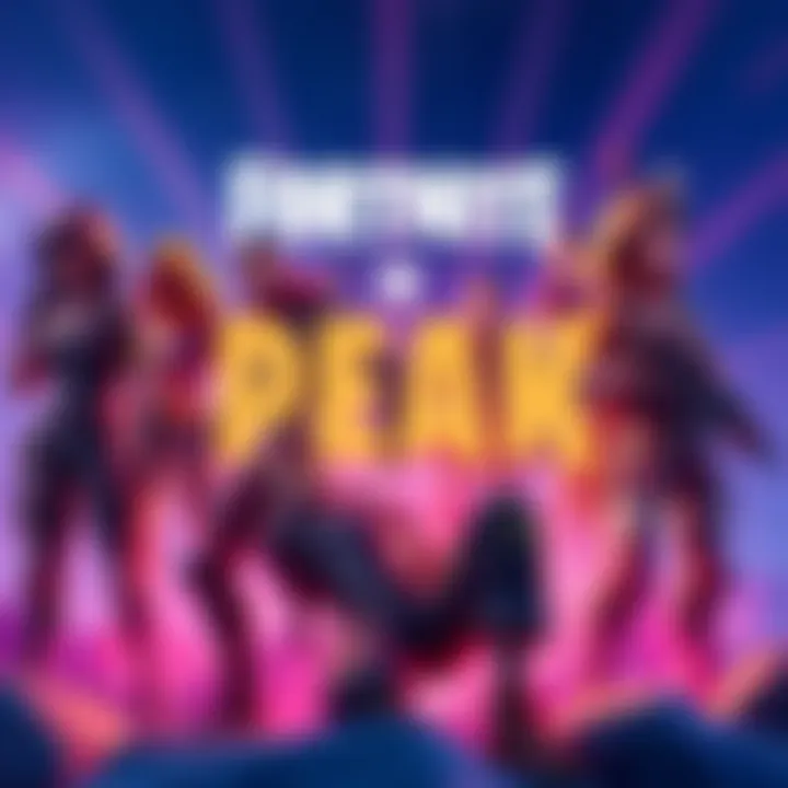 Fortnite and PEAK collaboration art A vibrant scene featuring Fortnite characters and PEAK branding, showcasing new items and features coming soon.
