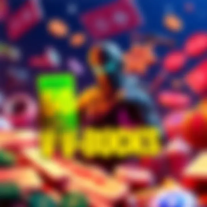 A Fortnite character completing a challenge to earn V-Bucks, surrounded by in-game items and rewards.