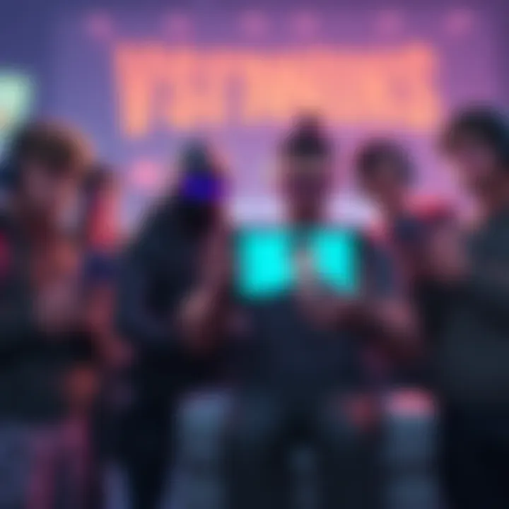 A group of Fortnite players expressing their frustration over recent V Bucks changes, showing their devices with the game open, conveying their concerns about gameplay impact.