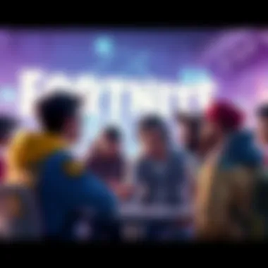 Fortnite players discussing strategies A group of Fortnite players engaged in a heated discussion about weapon choices and player skills, with some showing excitement and others debating points passionately.