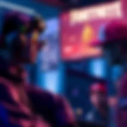 A group of Fortnite players look at limited-time cosmetic items on their screens, showing frustration over the new purchasing policies.