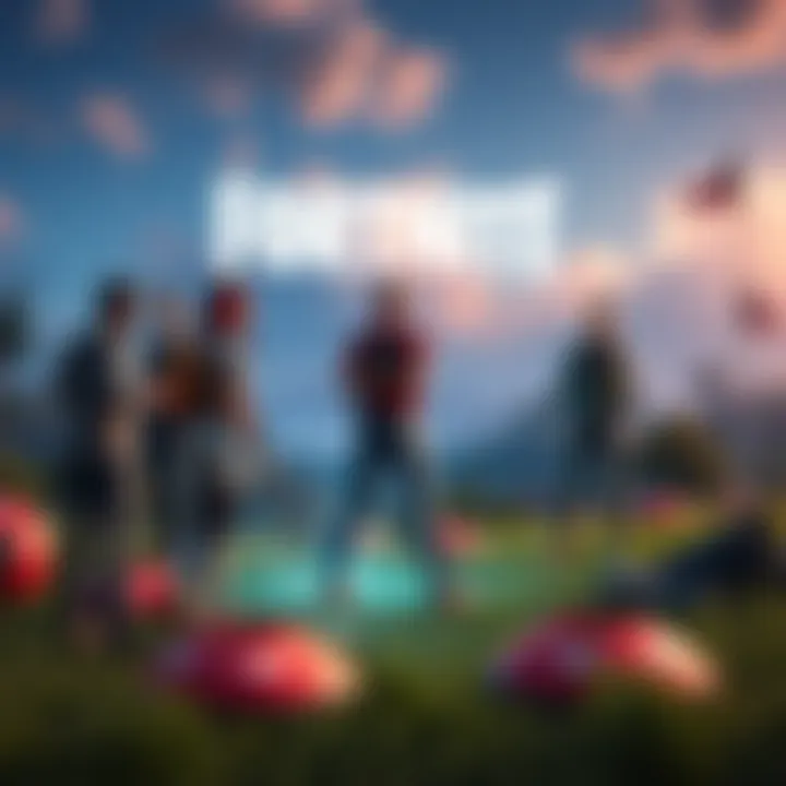 Group of Fortnite players having fun in a surprise golf mode with launch pads around them