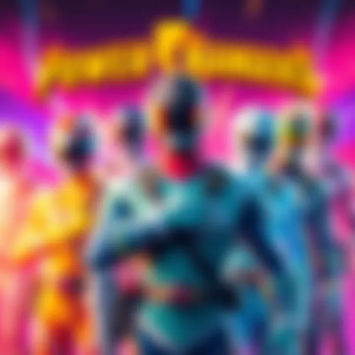 Fortnite characters in colorful suits inspired by Power Rangers with a vibrant background