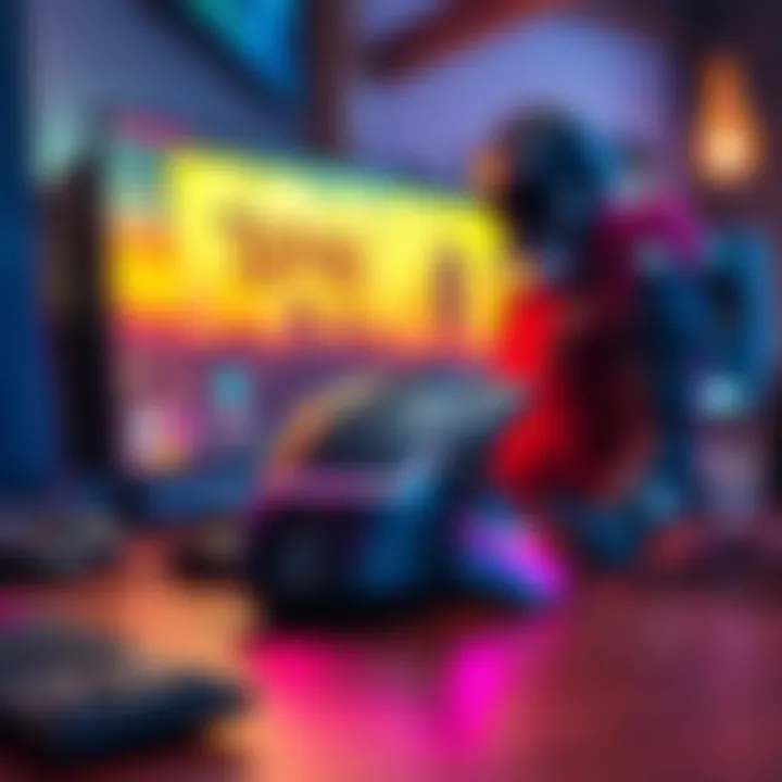 A gaming mouse named Flick Fire beside Fortnite Pro Npen in a gaming setup