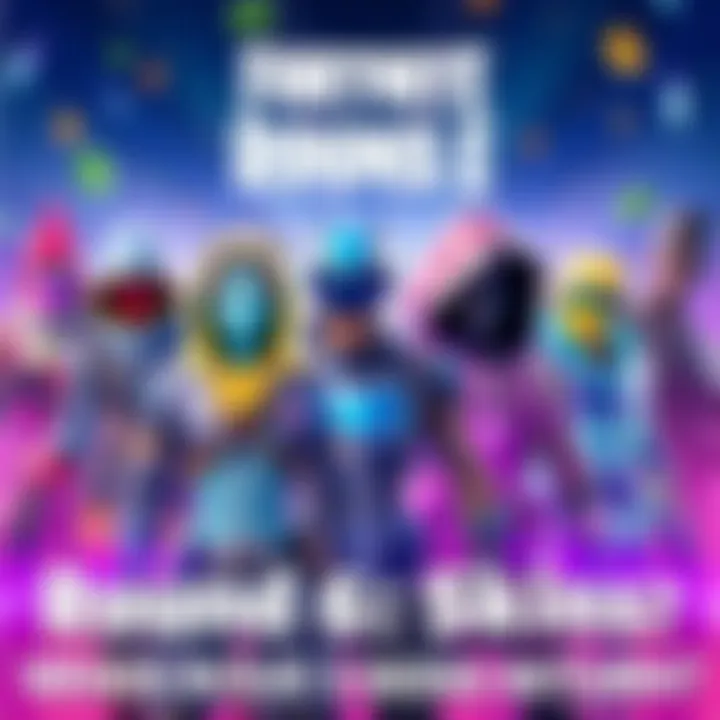 Colorful display of Fortnite characters from Round 6 skins with V-Bucks and a Battle Pass in the background.