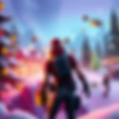 Fortnite seasonal event rewards A colorful Fortnite scene depicting free skins, V-Bucks, and festive maps for seasonal events like Christmas and summer.