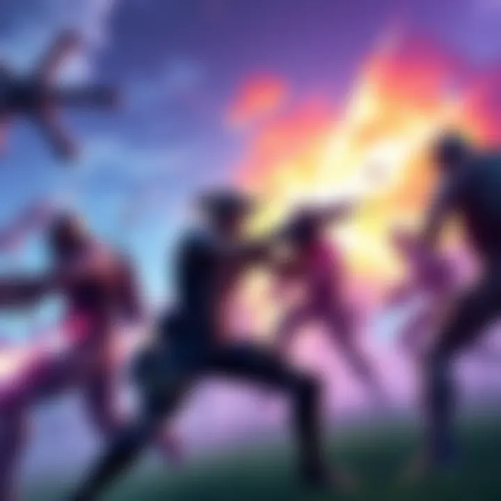 A vibrant Fortnite scene depicting players showcasing their skills in combat without using gimmicks