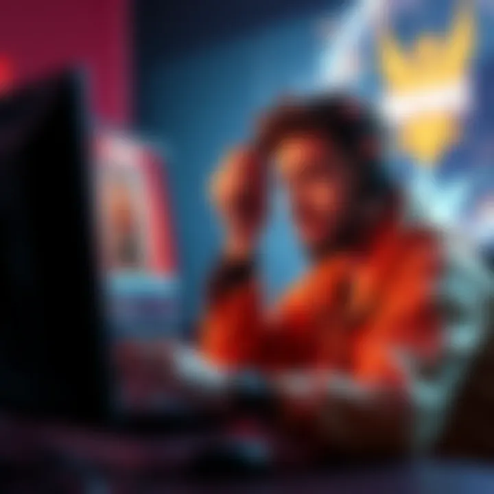 A frustrated gamer looking at a computer screen with Fortnite skin code that is not working, showing signs of disappointment.