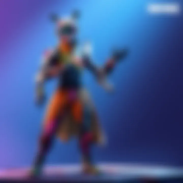 Colorful Fortnite character wearing a unique outfit with AI-inspired elements, standing in a dynamic pose